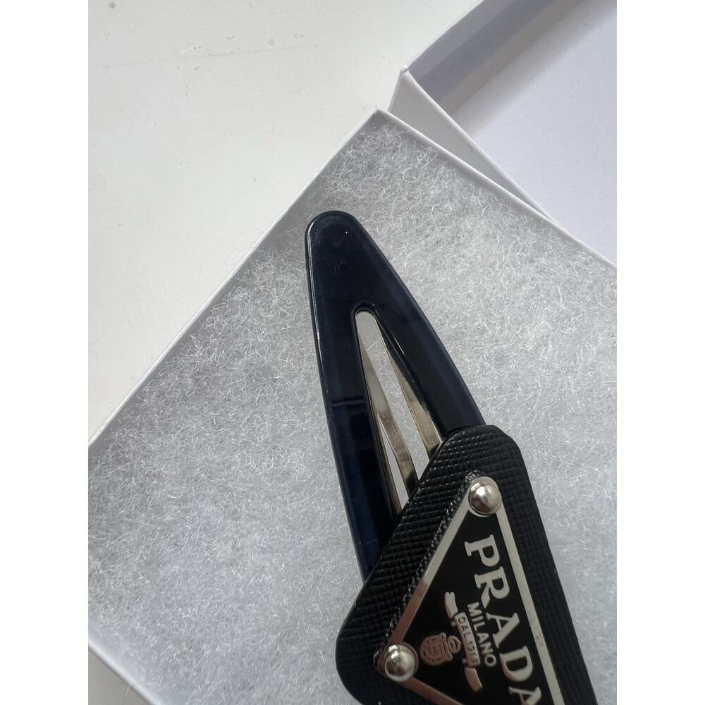 Prada Vintage Hair Clip Barrette Logo Black Women's Fashion Accessory - Picture 3 of 4